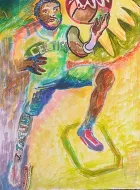 Mixed Media Sports Art -5 Basketball Drawings 